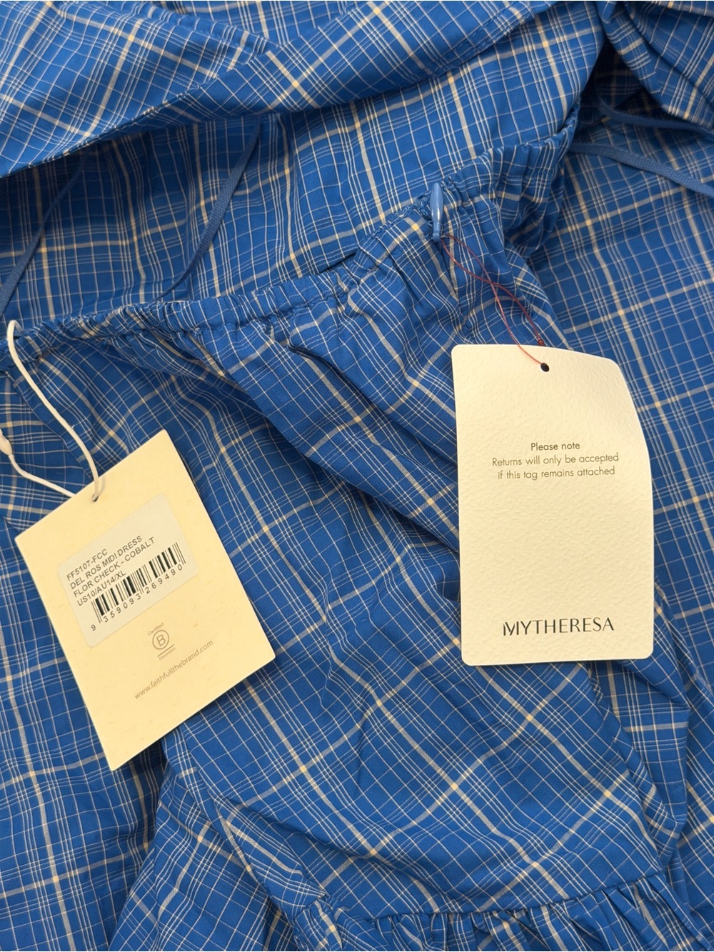 Faithfull the Brand Blue Plaid Halterneck Midi Skirt - Picture 4 of 6
